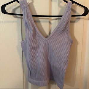 Women's Purple Ribbed Tank Top